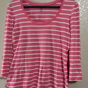 🎄 3 for $10 Tommy Hilfiger Pink and White 3/4 Sleeve T-shirt